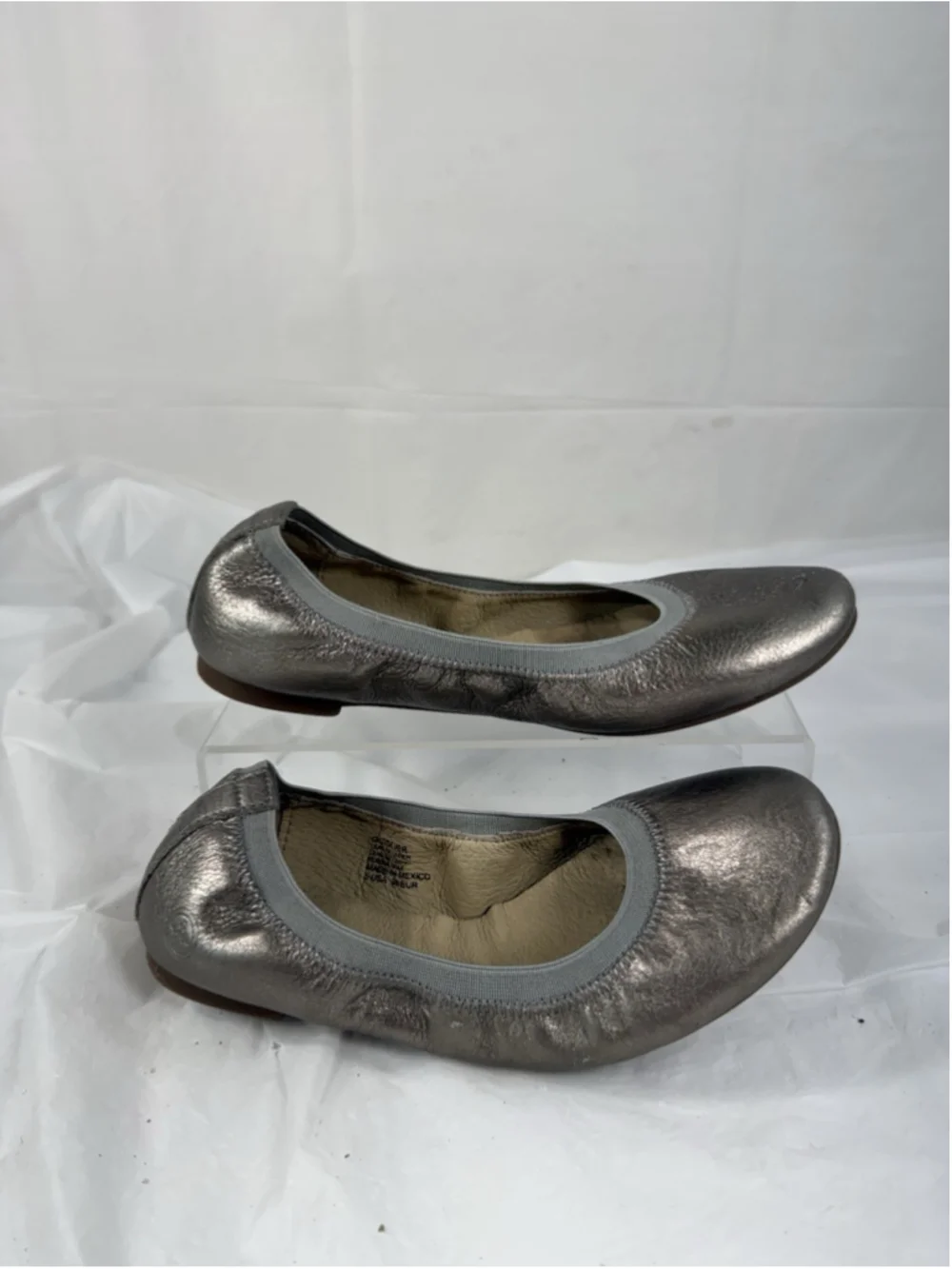 Tory Burch Womens Leather Ballet Flats Silver Sz 5